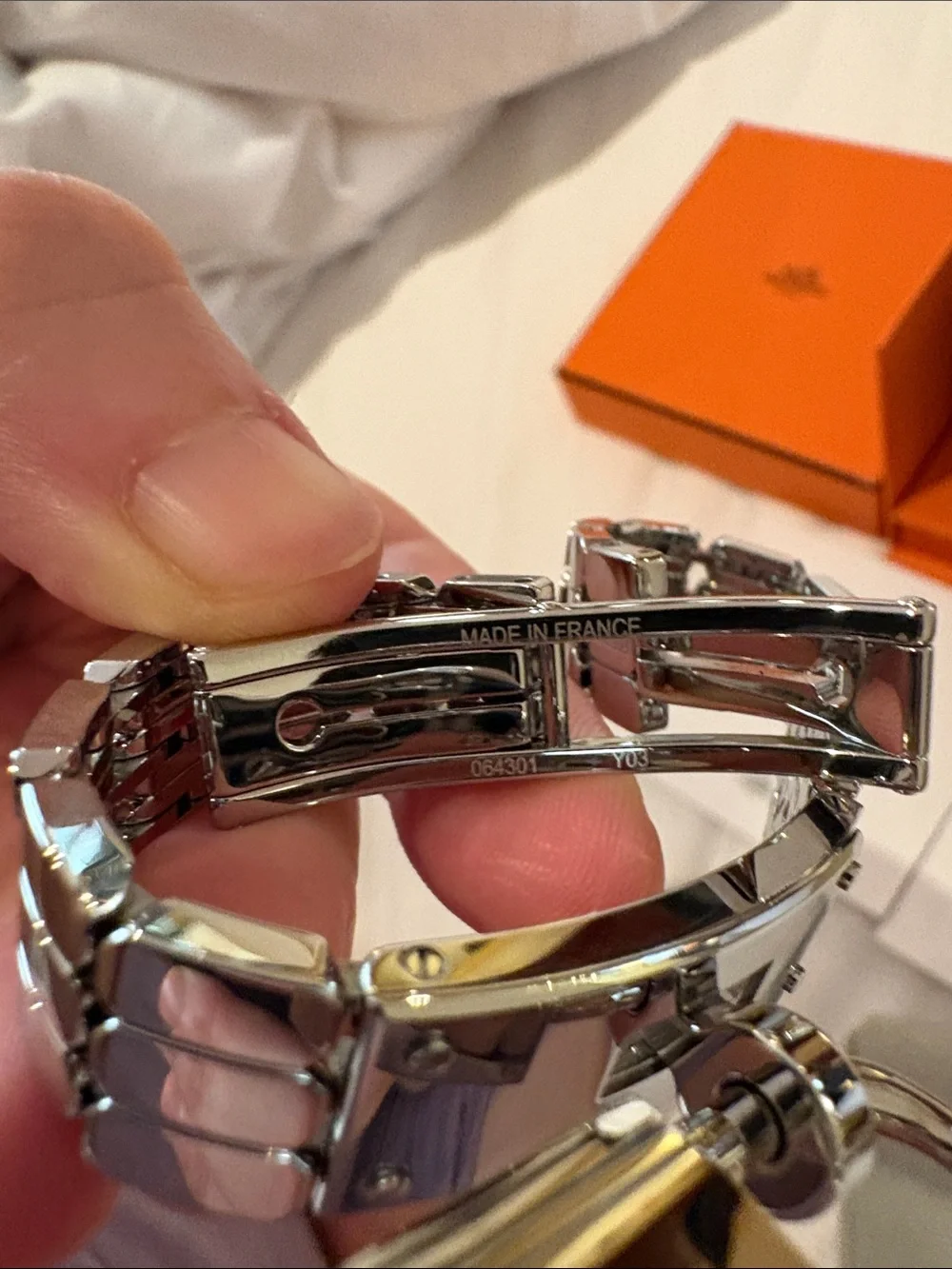 Brand new Hermes Kelly  Stainless Steel Bracelet Watch with Chain Detail